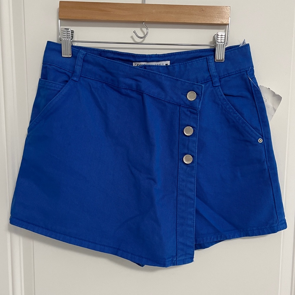 Zara Women’s Denim High Waist Buttoned Skort - Size M